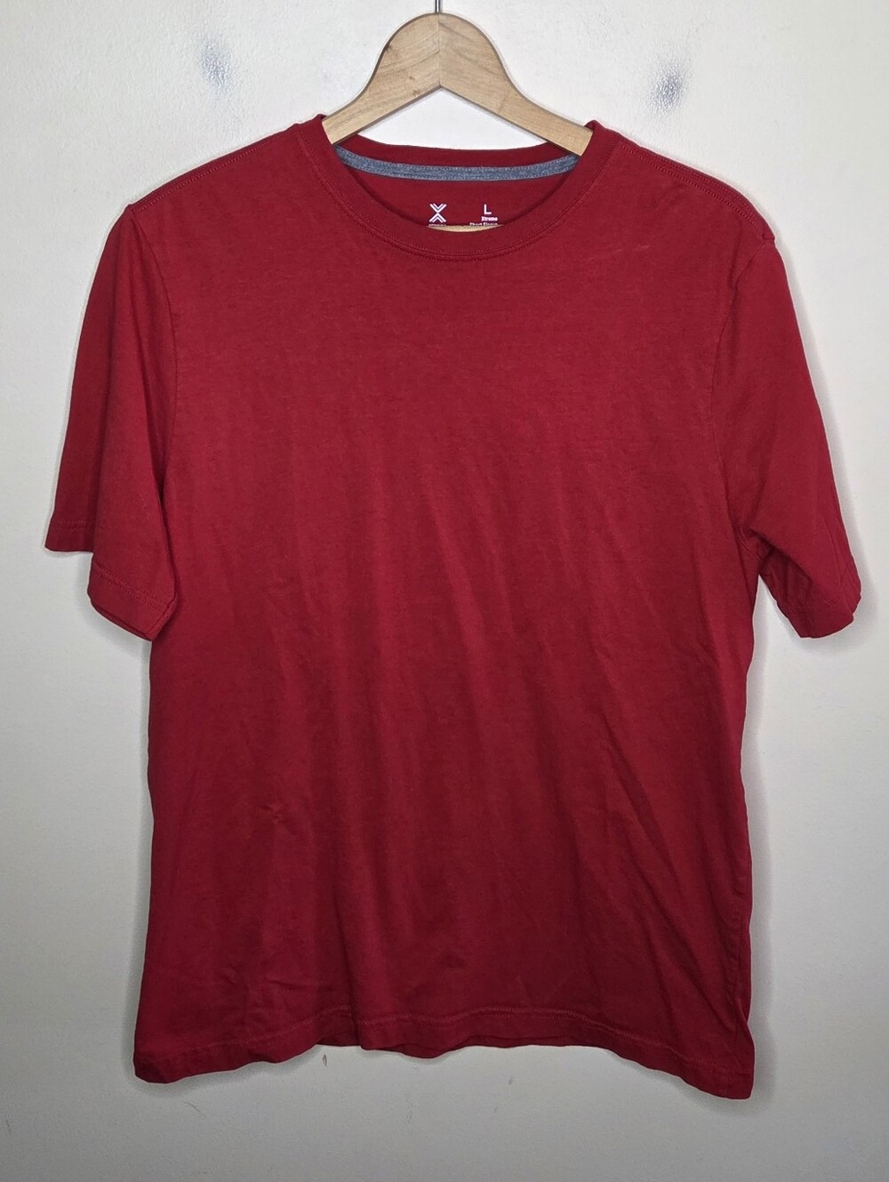 Xersion Red Short Sleeve T-shirt Tee Size Large 100% Cotton Classic Casual Basic